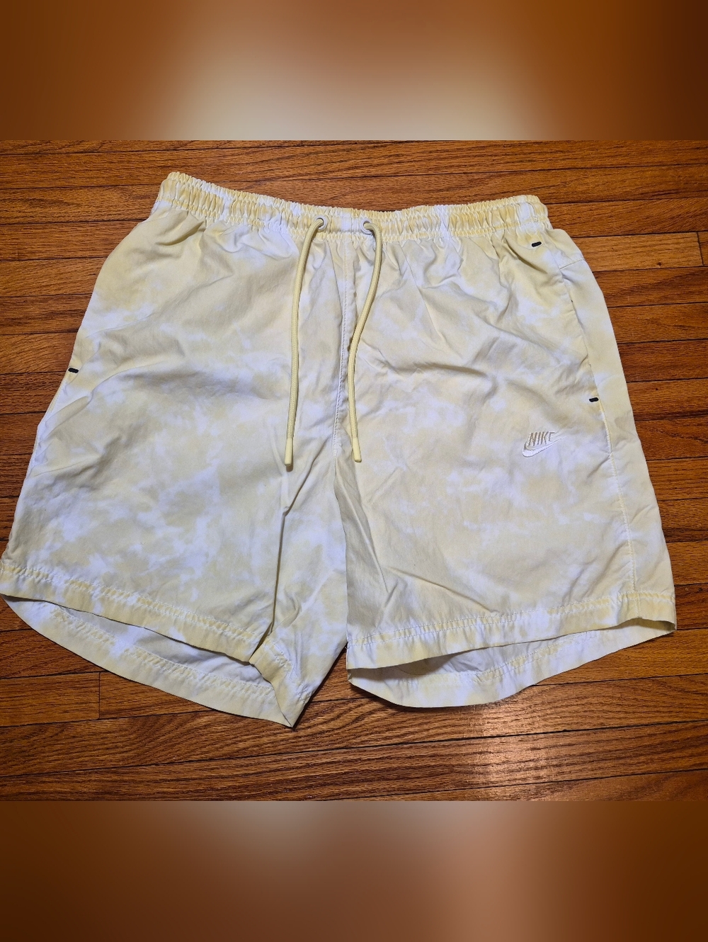 Nike Men's Light Yellow Tie-Dye Athletic Shorts